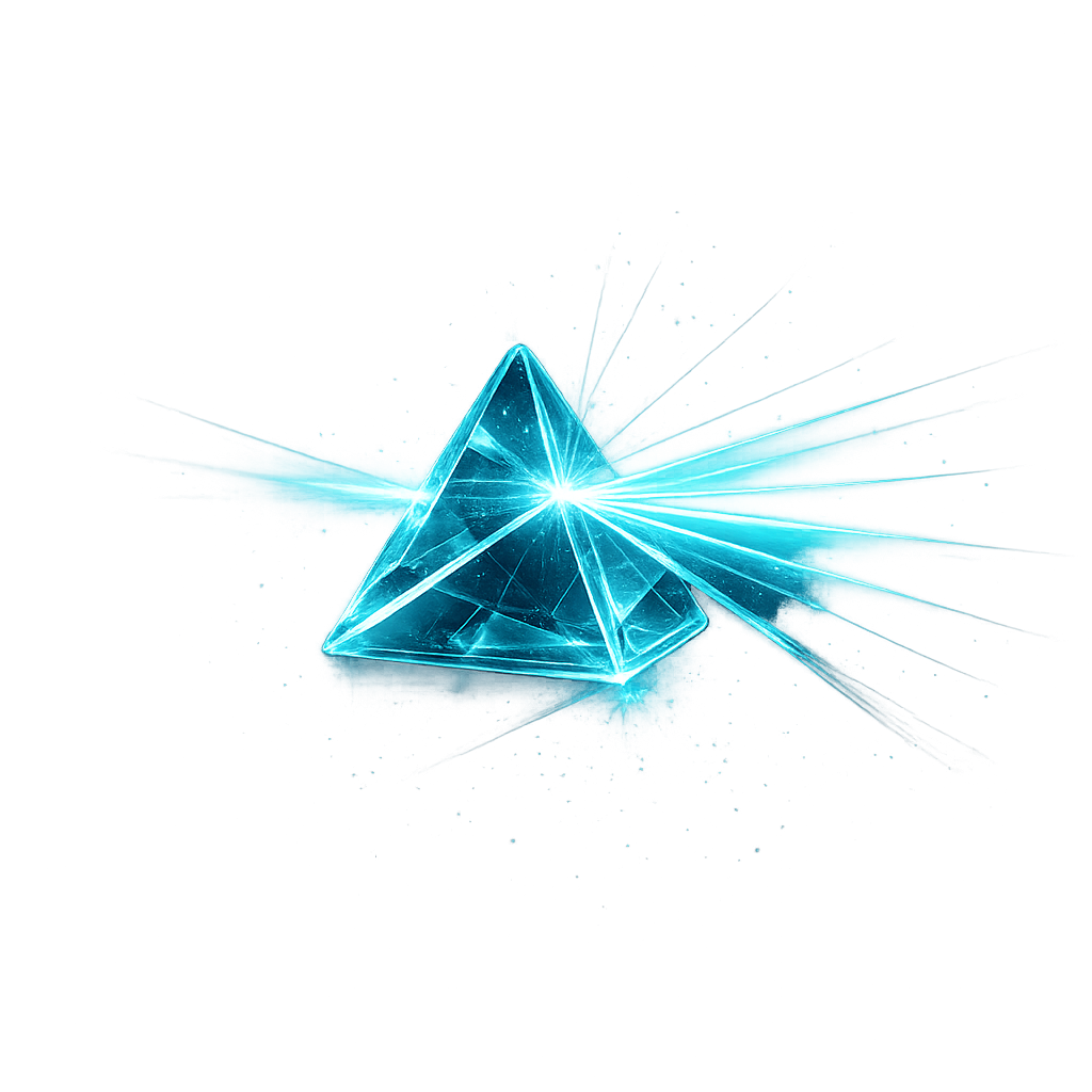 A glass prism splitting one beam of light into many